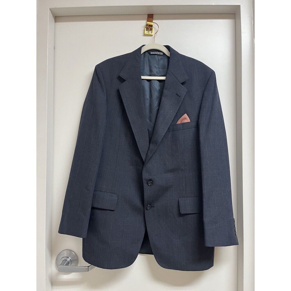 Vintage Sewell USA Made 44R Large Dark Gray Mens Formal Blazer Suit Jacket Coat